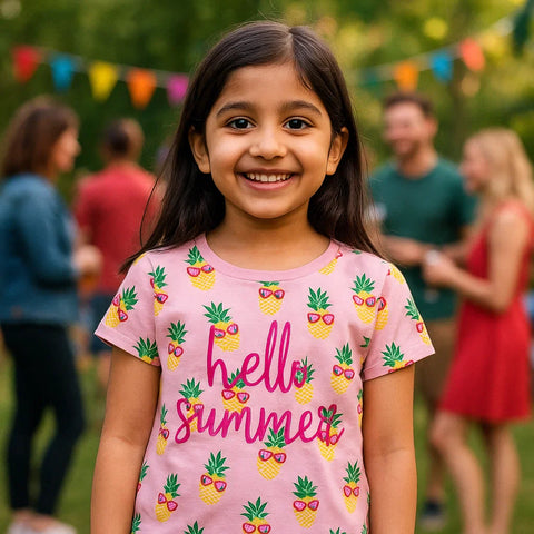 Floral - Cropped T-Shirt - Pineapple - Pink
