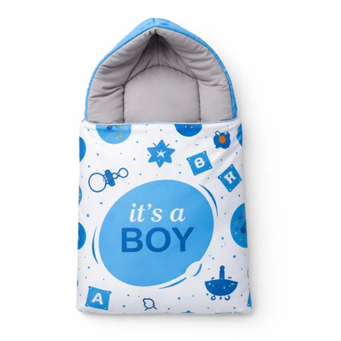 Cotton - Hooded Carry Nest - Sky Blue - It's A Boy - 26