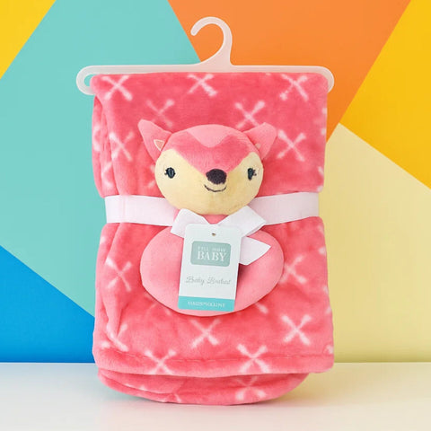 Hudson - Plush Toy Blanket - Fox & Arrows - Pink