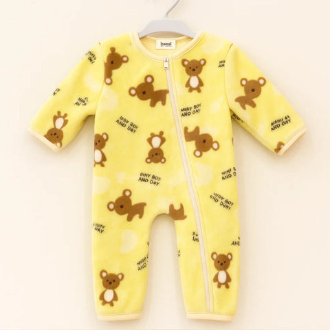 Fleece - Zipper Romper - Yellow - Luck
