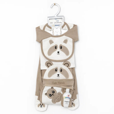 JL - Cotton Interlock - 10 Pieces - Cute Panda - Starter Set - Brown
