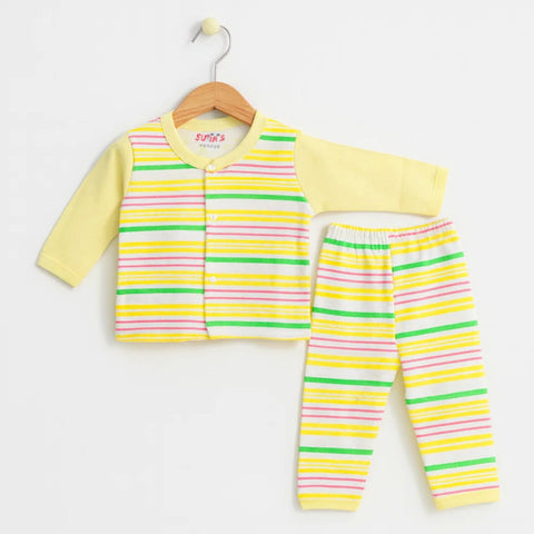 Junior's - Night Suit - Cotton Interlock - Yellow - Stripes