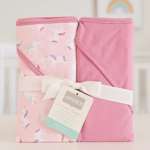 Aifeier - Pack of 2 - Hooded Cotton Wraps - Unicorn