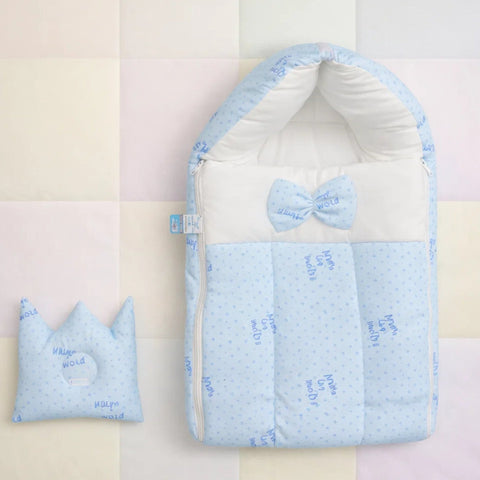 Cotton - Hooded Carry Nest - Blue - Stars & Welcome - 26