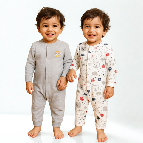 TBS - Pack of 2 Sleep Suits - Vol 02-25 - Grey & Bear