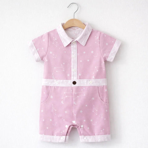 Stufz - Short Leg Romper - Cotton - Pink - Stars