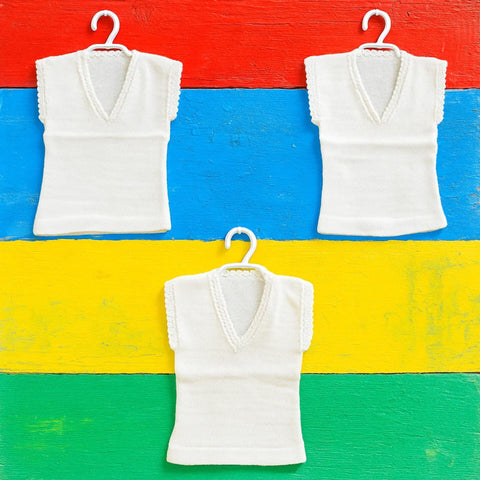 Pack of 3 - Woolen Vests V Neck - White