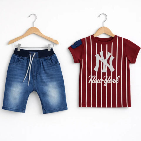 KW - T-Shirt & Short - Maroon - NY