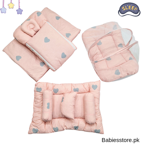 8 Pieces Bedding Set - Vol 05-25 - Pink - Big Hearts