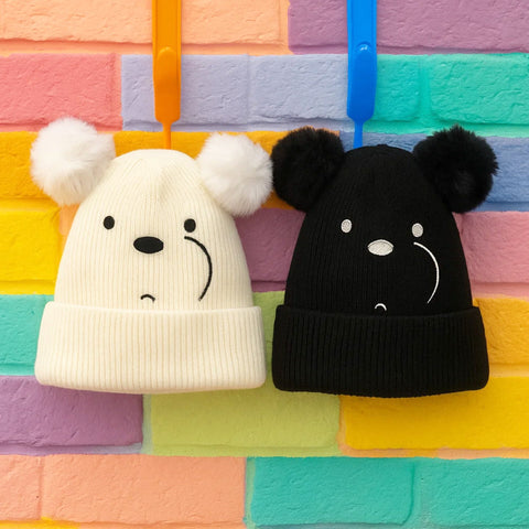 Pack of 2 - Woolen Caps - Black & Off-White - Bears - 25