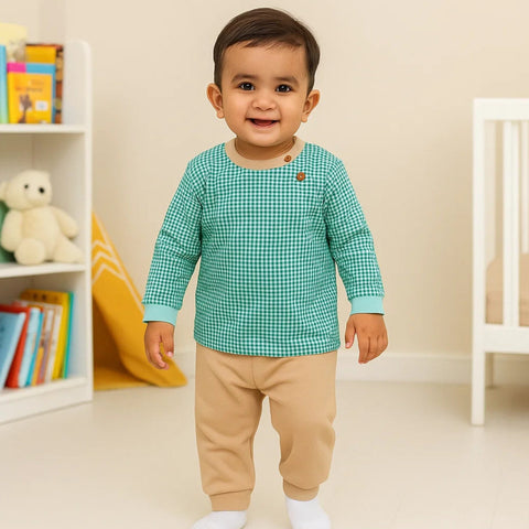 2 Pieces - Suit Set - Brown - Check