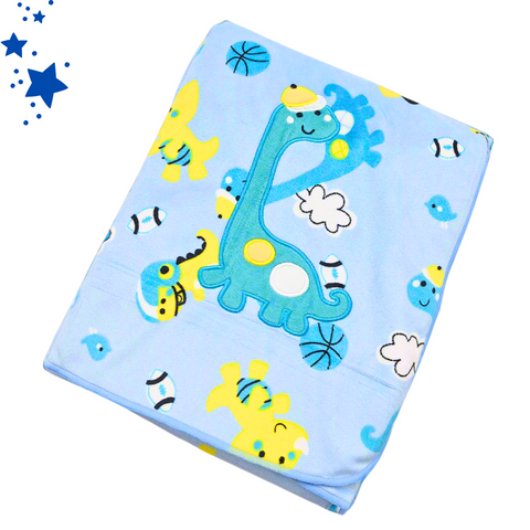 For Baby - Fur Blanket - Blue - Dinosaur