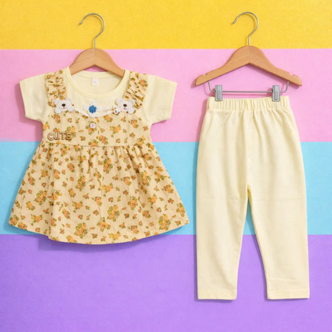 Junior - 2 Pieces - Frock Set - Peach - Queen