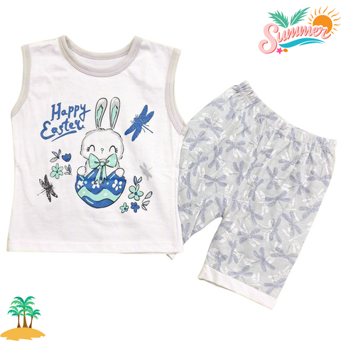 Sando & Shorts - White - Cat