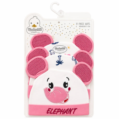 Wonderchild - Pack of 3 Hats - Pink - Elephant
