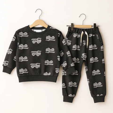 Z Kids - 2 Pieces - Suit Set - Dark Grey - Tractor - 25