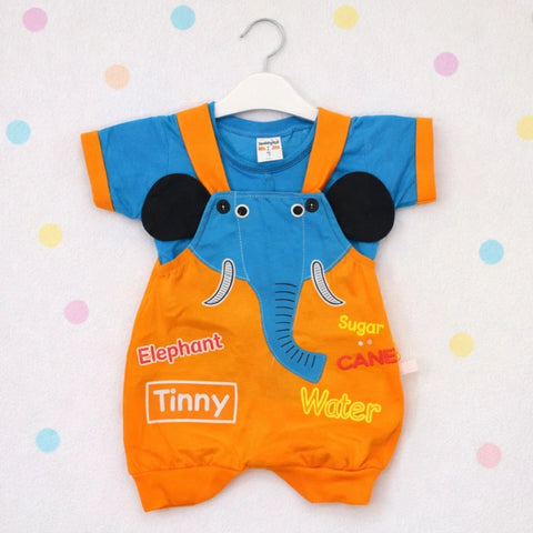 Hungle - 2 Pieces - Dungaree Set - Dark Blue & Orange - Elephant