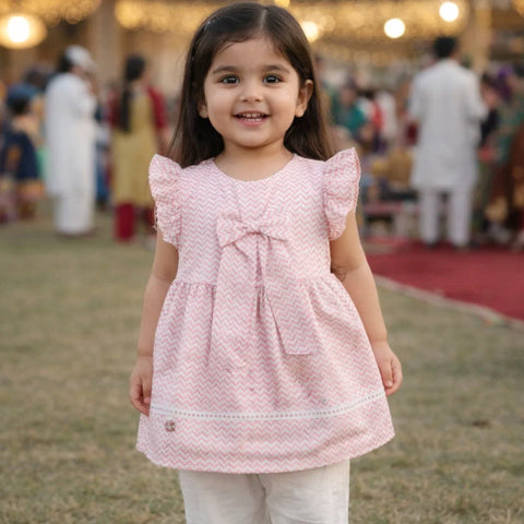 Stufz - Cotton Frock - Pink - Bow Pattern