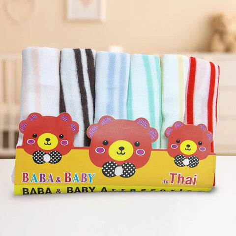 B&B- Pack of 6 Face Towels - Multi Lines