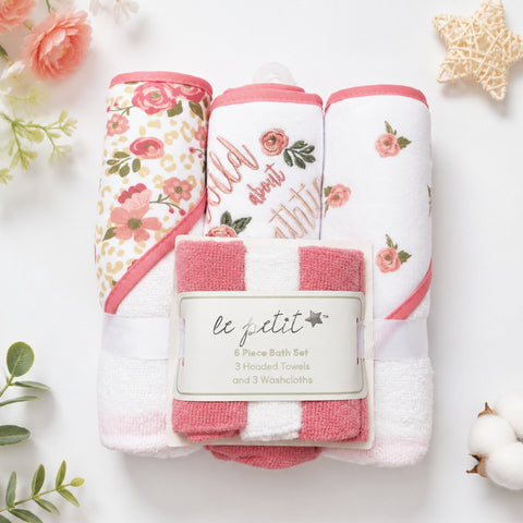 6 Pieces - Le Petit - Bath Towel Gift Set - Dark Pink - Wild