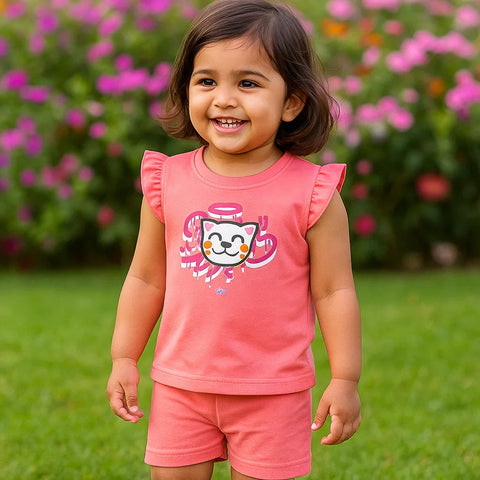TBS_BRL - T-Shirt & Shorts - Pink - Funny Cat