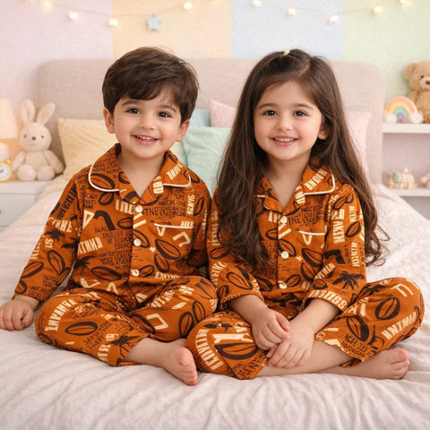 CC - Collar Night Suit - Cotton - Brown - Inspire