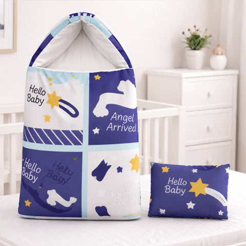 Cotton - Hooded Carry Nest - Blue - Angel Arrived - 26