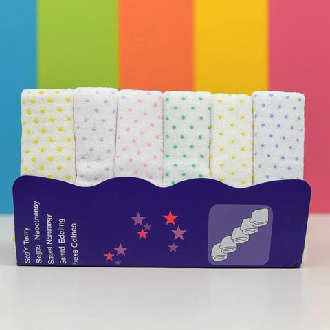 Pack of 6 - White - Face Towels - Dotted