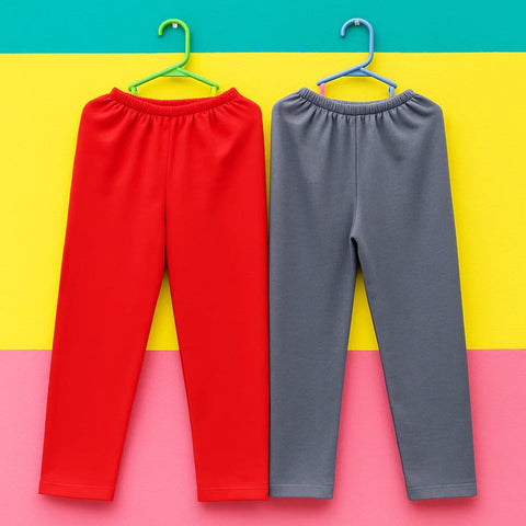 Pack of 2 - Plain - Trouser Tights - Red & Grey