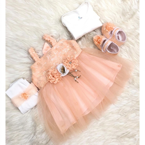 HY - 5 Pieces - Starter Set Box - Three Flowers - Plain - Peach