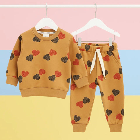 Z Kids - 2 Pieces - Suit Set - Brown - Hearts - 25