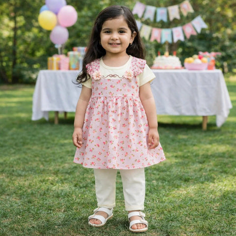 Junior - 2 Pieces - Frock Set - Pink - Queen