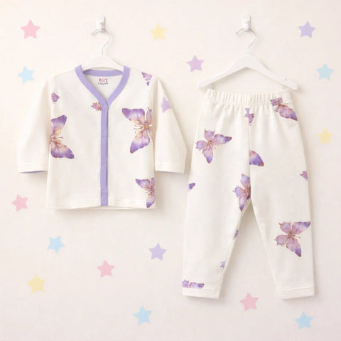 TBS - Cotton Jersey - Night Suit - Purple - Butterfly - 26