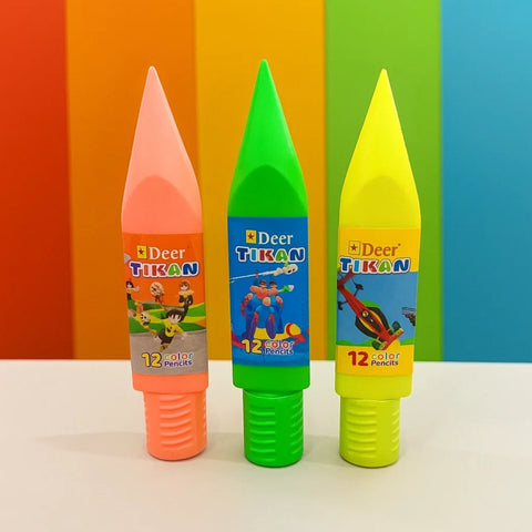 Deer - 12 Pieces - Color Pencils - Cone