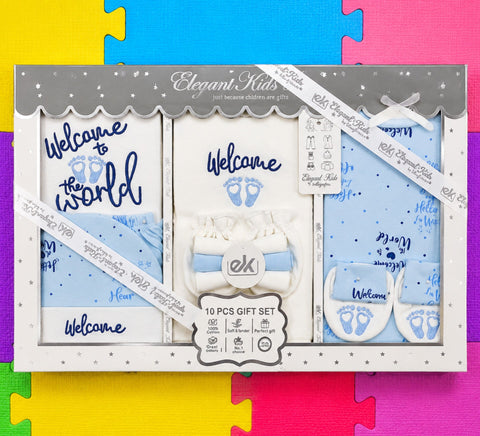 EK - Cotton Interlock - 10 Pieces - Welcome - Blue - Starter Pack Box