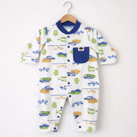 Sarah Aly - Cotton Interlock - Romper - Blue - Car