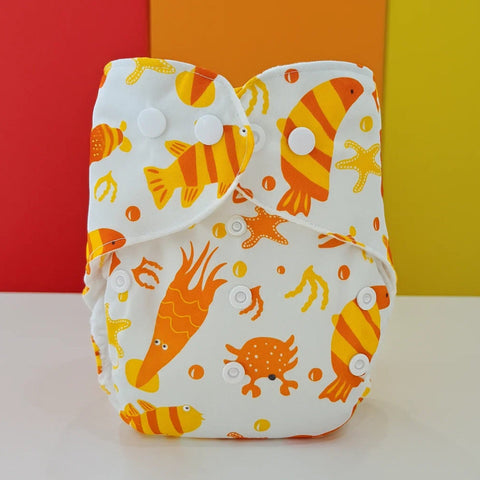 Reuseable Diaper - Orange Fish