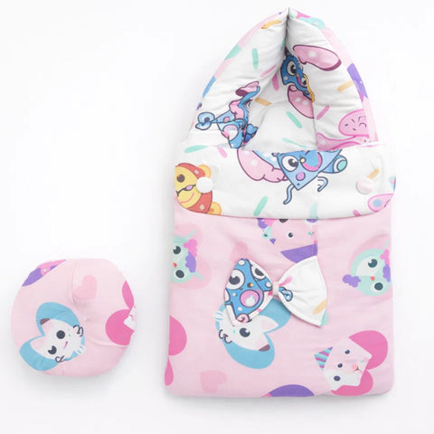 Cotton - Hooded Carry Nest - Pink - Cat Bow - 26