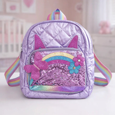 Girl's - Fashion Backpack - Purple - Butterfly Rainbow - 118805