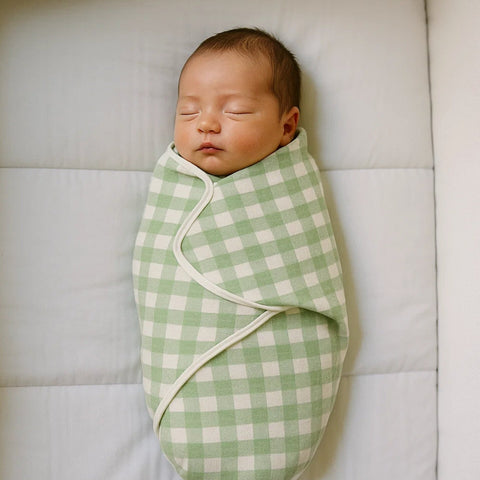 Hudson Baby - Quilted Swaddle Wrap - Green Boxes