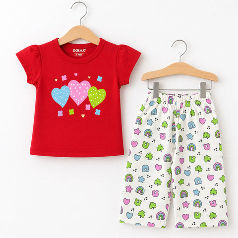 OL - 2 Pieces - Suit Set - Red - Hearts