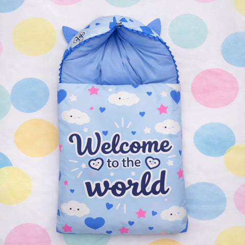 Cotton - Hooded Carry Nest - Blue - Clouds & Welcome - 26