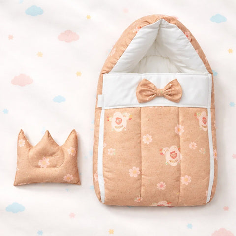 Cotton - Hooded Carry Nest - Light Brown - Bow & Boy - 26