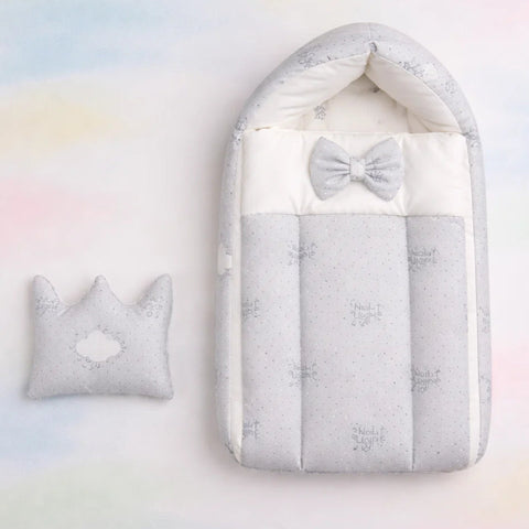 Cotton - Hooded Carry Nest - Grey - Stars & Welcome - 26