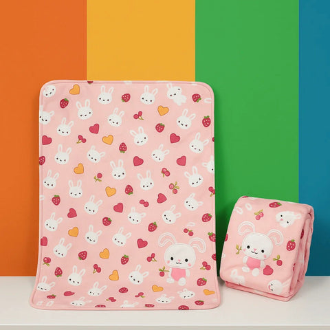 For Baby - Fur Blanket - Pink - Kitty & Fruits