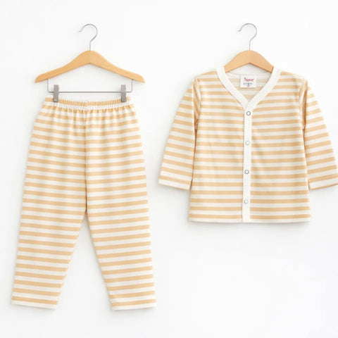 TBS - Cotton Jersey - Night Suit - Beige - Stripes - 26