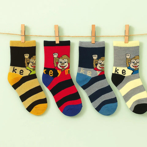 Pair of 4 Socks - 4-8 Years - Monkey