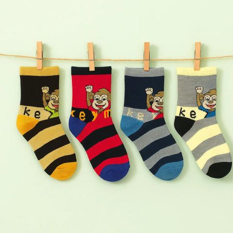 Pair of 4 Socks - 4-8 Years - Monkey