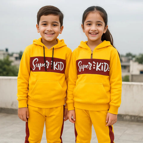 Super Kid Track Suit - Yellow & Maroon