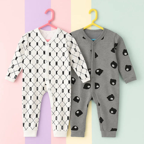 Montaly's - Pack of 2 Rompers - Grey & Alphabets